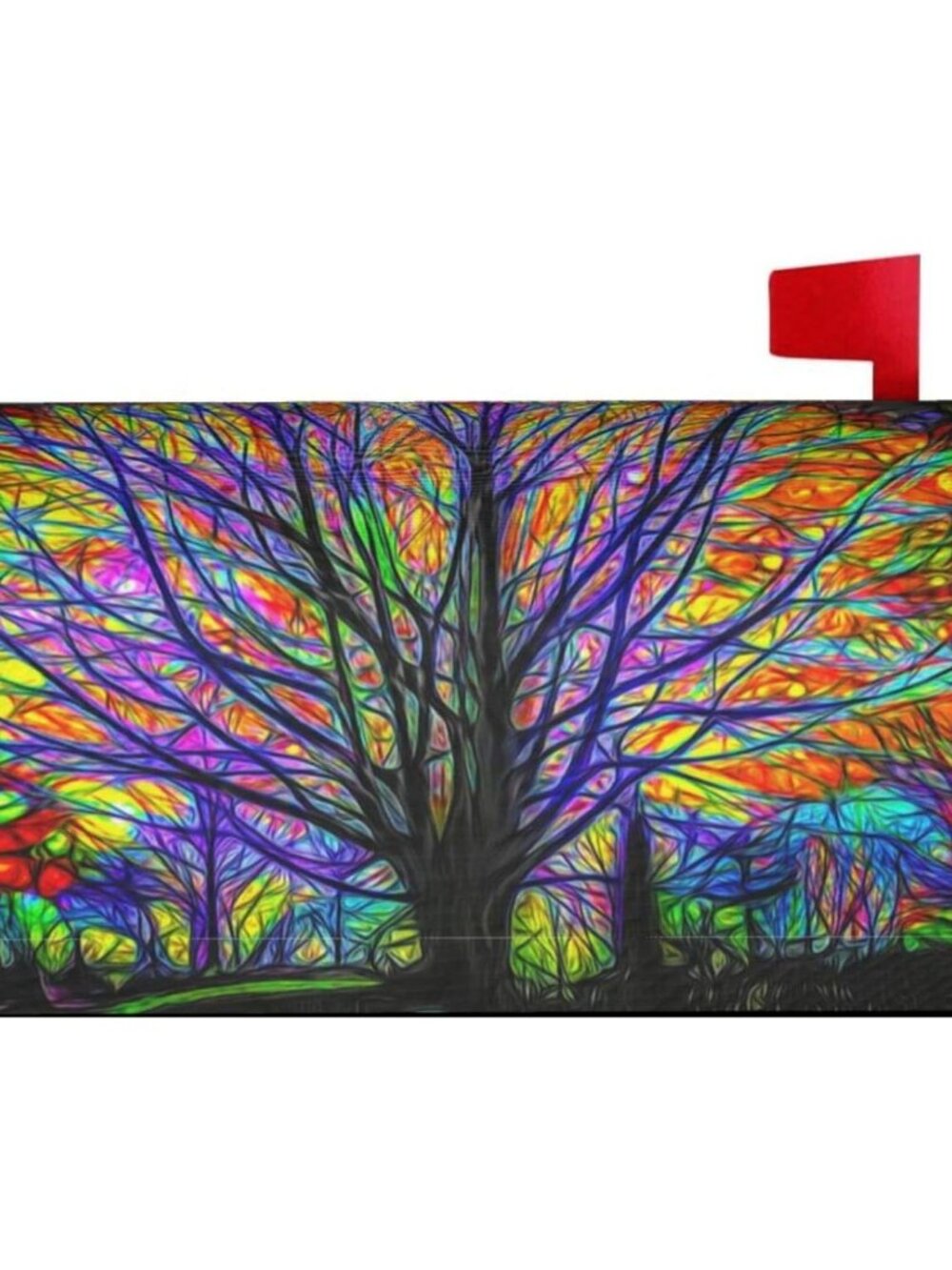 Rainbow Tree of Life Magnetic Mailbox Covers Garden Yard Home Decor for Outdoor